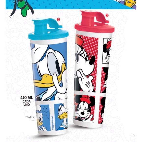 Tupperware Disney Tumbler With Flip-Top Set of 2 Donald & Minnie - Picture 3 of 4